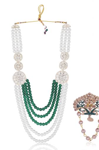 Men s Ethnic Sherwani Mala with Brooch   Perfect for Weddings & Festive Wear