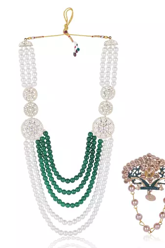 Men s Ethnic Sherwani Mala with Brooch   Perfect for Weddings & Festive Wear