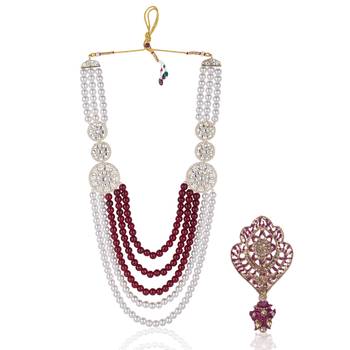 Men s Ethnic Sherwani Mala with Brooch   Perfect for Weddings & Festive Wear 1