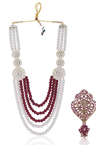 Men s Ethnic Sherwani Mala with Brooch   Perfect for Weddings & Festive Wear