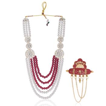 Men s Ethnic Sherwani Mala with Brooch   Perfect for Weddings & Festive Wear 1