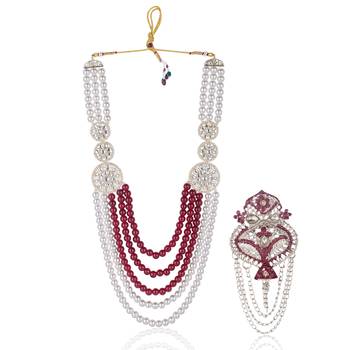 Men s Ethnic Sherwani Mala with Brooch   Perfect for Weddings & Festive Wear 1