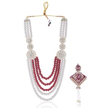 Men s Ethnic Sherwani Mala with Brooch   Perfect for Weddings & Festive Wear 1