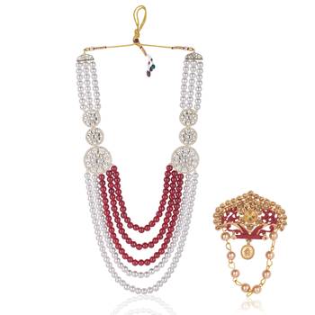 Men s Ethnic Sherwani Mala with Brooch   Perfect for Weddings & Festive Wear 1