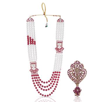 Royal Multi-Layered Groom Sherwani Mala with Decorative Brooch 1
