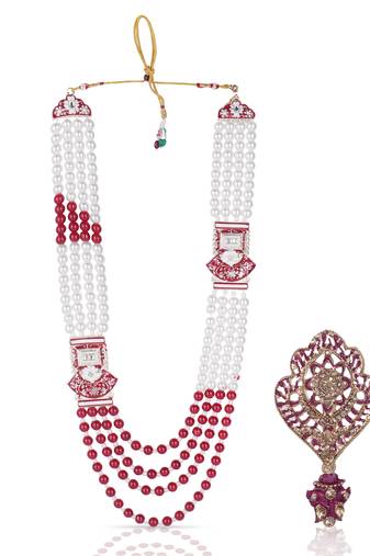 Groom mala with decorative brooch     regal wedding accessory