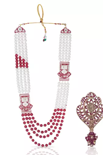 Royal Multi-Layered Groom Sherwani Mala with Decorative Brooch