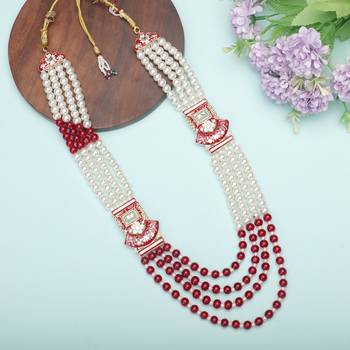 Royal Multi-Layered Groom Sherwani Mala with Decorative Brooch 4