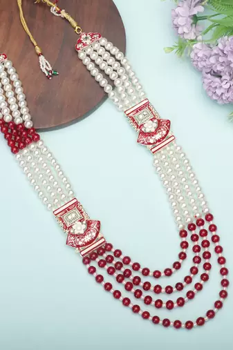 Royal Multi-Layered Groom Sherwani Mala with Decorative Brooch