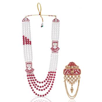 Royal Multi-Layered Groom Sherwani Mala with Decorative Brooch 1