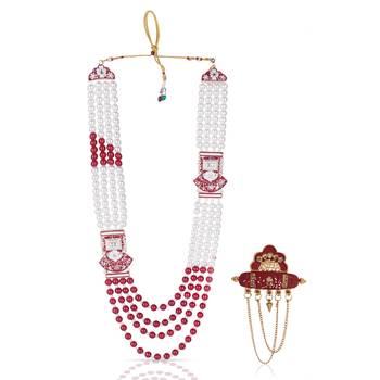 Royal Multi-Layered Groom Sherwani Mala with Decorative Brooch 1