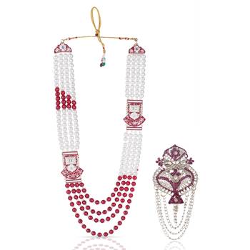 Royal Multi-Layered Groom Sherwani Mala with Decorative Brooch 1