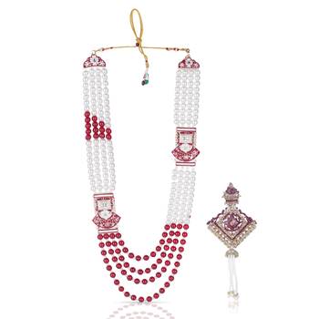 Royal Multi-Layered Groom Sherwani Mala with Decorative Brooch 1