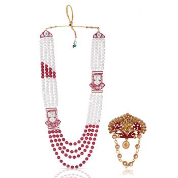 Royal Multi-Layered Groom Sherwani Mala with Decorative Brooch 1
