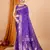 Violet woven banarasi design saree with blouse piece