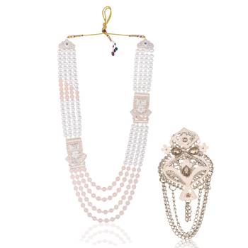 Royal Multi-Layered Groom Sherwani Mala with Decorative Brooch 1