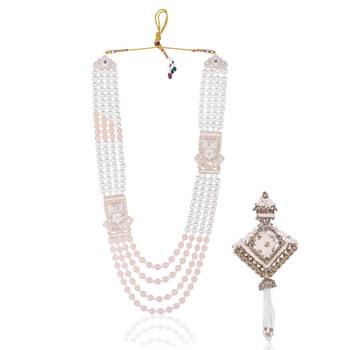 Royal Multi-Layered Groom Sherwani Mala with Decorative Brooch 1