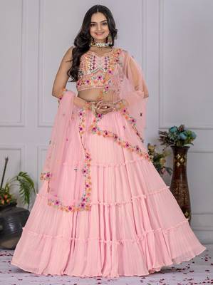 baby pink Bollywood Style Wedding Lehenga Choli 1