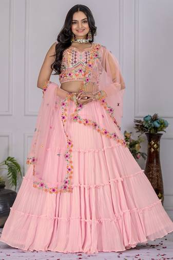 baby pink Bollywood Style Wedding Lehenga Choli