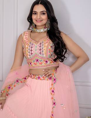baby pink Bollywood Style Wedding Lehenga Choli 2