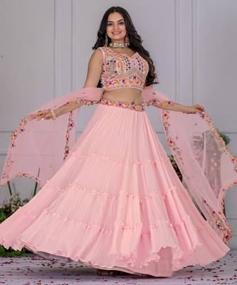 baby pink Bollywood Style Wedding Lehenga Choli 3