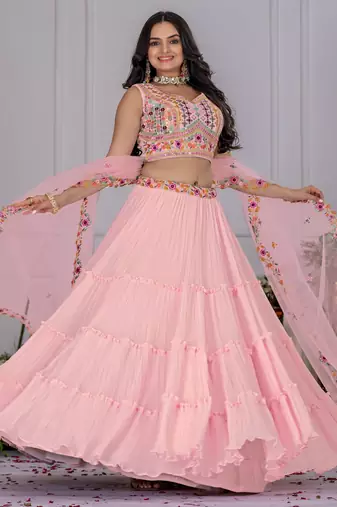 baby pink Bollywood Style Wedding Lehenga Choli