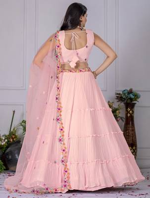 baby pink Bollywood Style Wedding Lehenga Choli 4