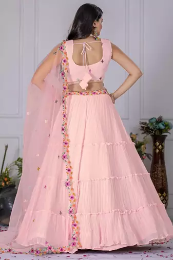 baby pink Bollywood Style Wedding Lehenga Choli