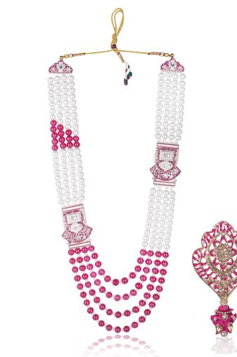 Traditional Groom Sherwani Mala Set with Brooch
