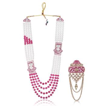 Traditional Groom Sherwani Mala Set with Brooch 1