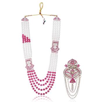 Traditional Groom Sherwani Mala Set with Brooch 1