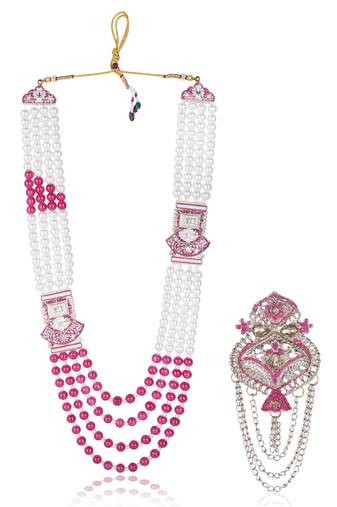 Traditional Groom Sherwani Mala Set with Brooch