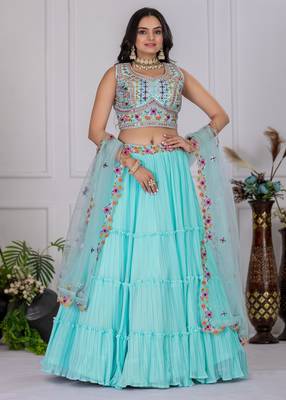 sky blue Designer Bollywood Style Lehenga Choli 1