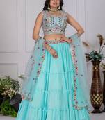 sky blue Designer Bollywood Style Lehenga Choli