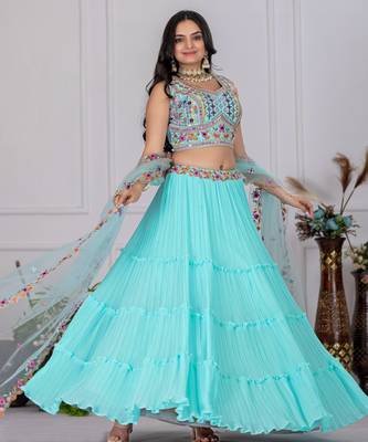 sky blue Designer Bollywood Style Lehenga Choli 2