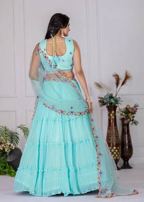 sky blue Designer Bollywood Style Lehenga Choli 4