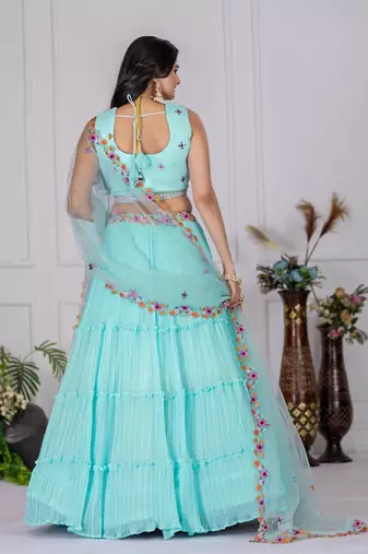 sky blue Designer Bollywood Style Lehenga Choli