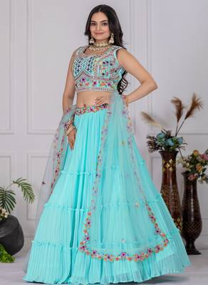 sky blue Designer Bollywood Style Lehenga Choli 5