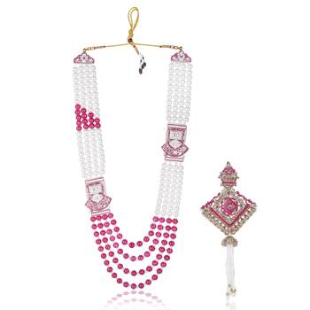 Traditional Groom Sherwani Mala Set with Brooch 1