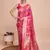Pink woven paithani style saree with blouse piece