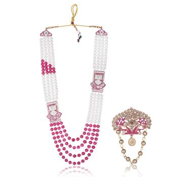 Traditional Groom Sherwani Mala Set with Brooch 1