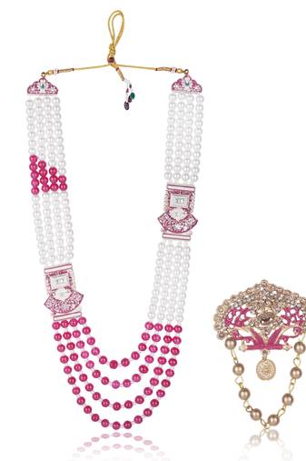 Traditional Groom Sherwani Mala Set with Brooch