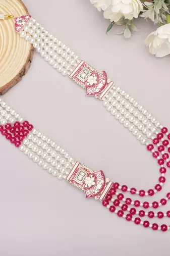 Traditional Groom Sherwani Mala Set with Brooch