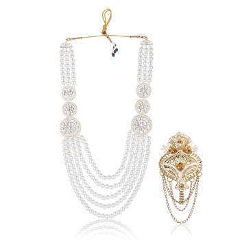 Traditional Groom Sherwani Mala Set with Brooch 1