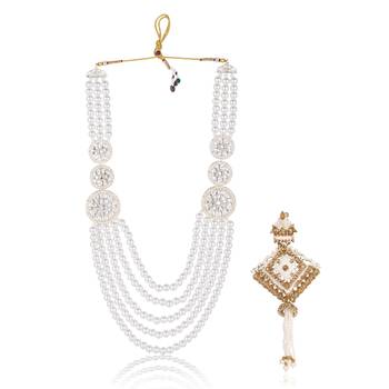 Traditional Groom Sherwani Mala Set with Brooch 1