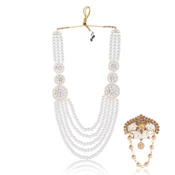 Traditional Groom Sherwani Mala Set with Brooch 1