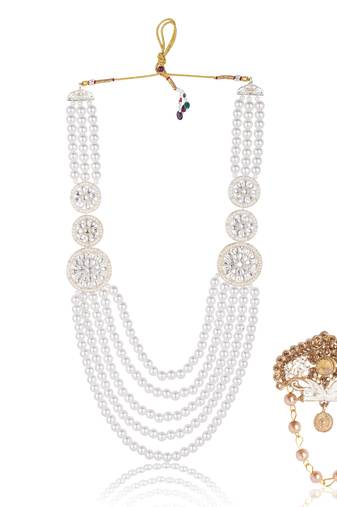Groom mala with decorative brooch     regal wedding accessory