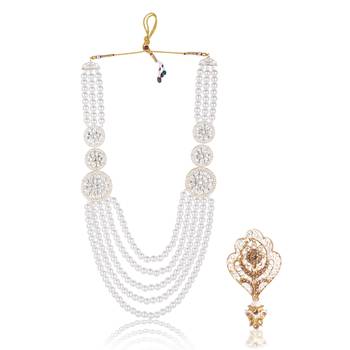 Traditional Groom Sherwani Mala Set with Brooch 1