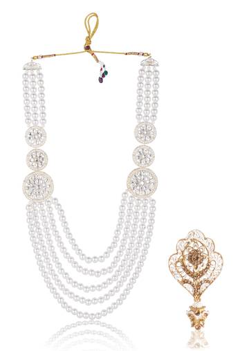 Groom mala with decorative brooch     regal wedding accessory
