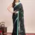 Green embroidered georgette saree with blouse piece